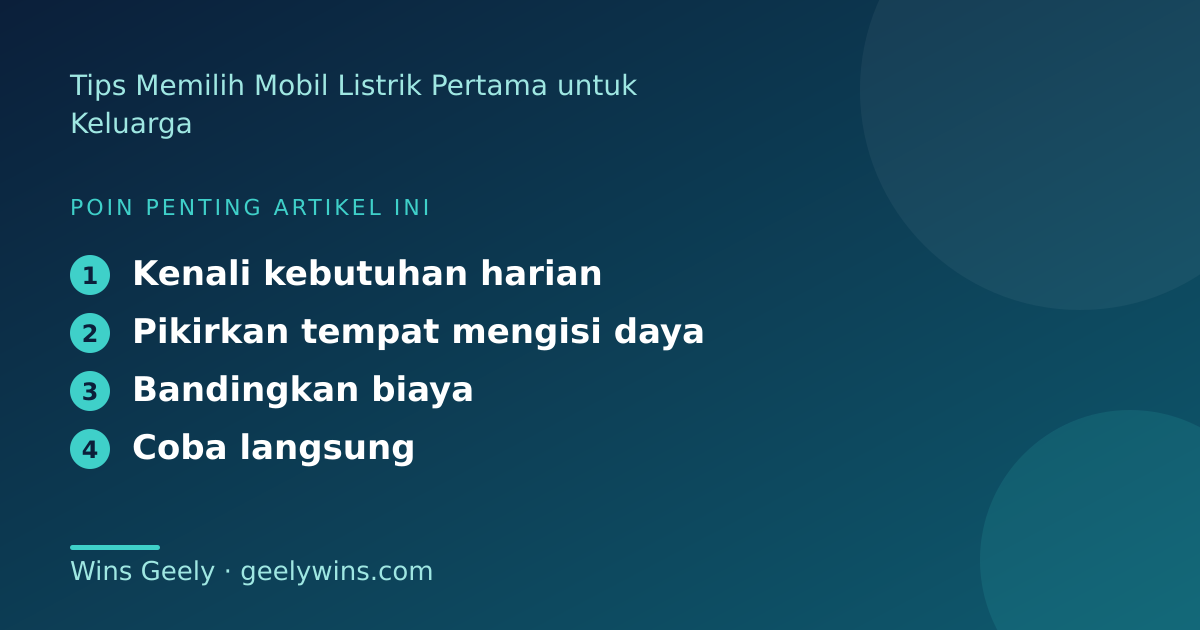 Ilustrasi poin penting: Tips Memilih Mobil Listrik Pertama untuk Keluarga